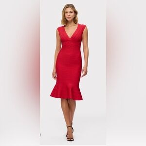 Herve Leger Vibrant Red Midi Dress